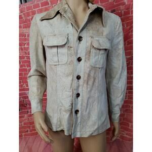 Vany by Arcelus New York Tan Leather Button Up Men's Size 42 Jacket 2 Pockets #C